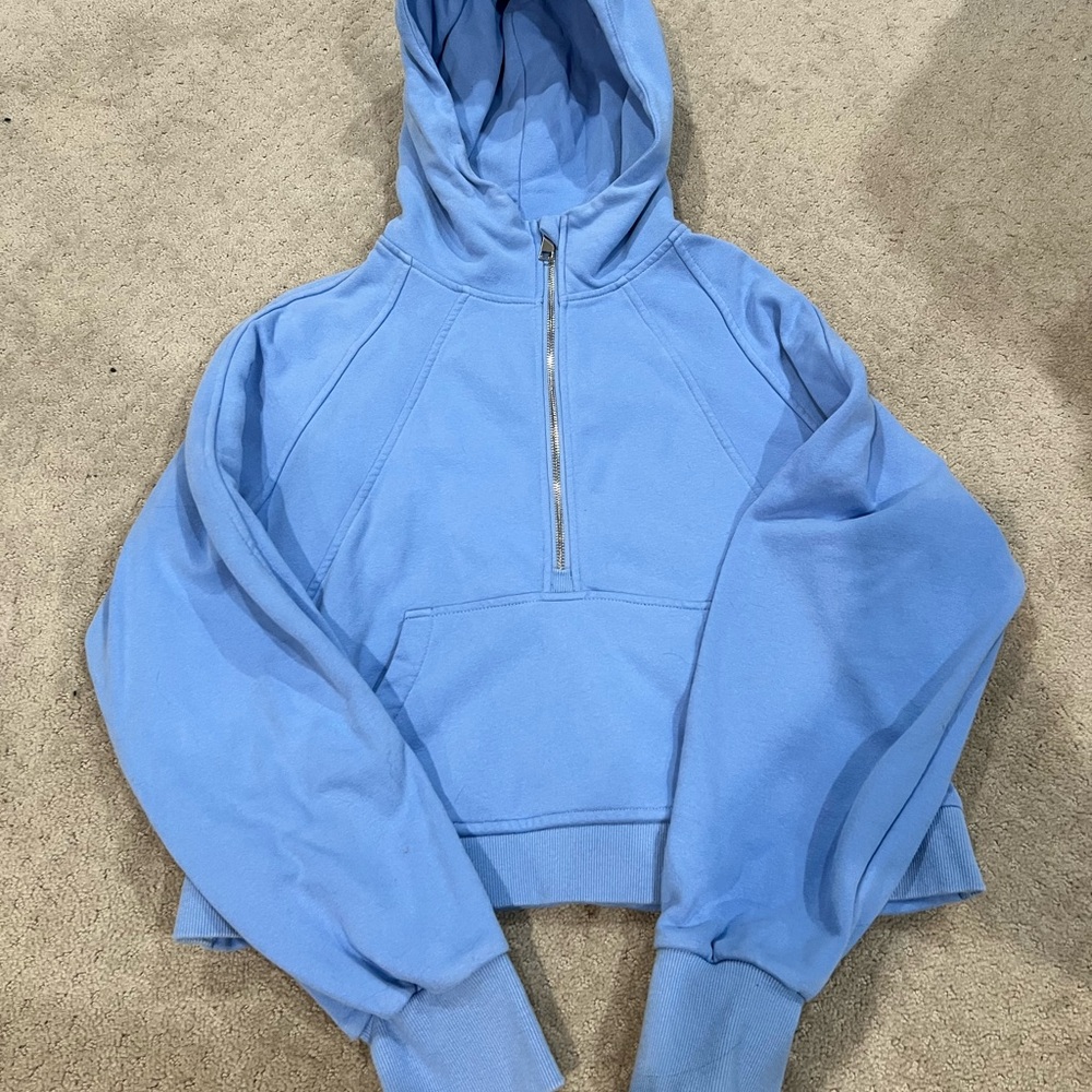 Amazon Light Blue Half-Zip Hoodie Sweatshirt